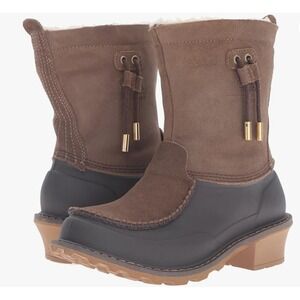 Woolrich Fully Wooly Slip Winter Boot Waterproof Brown Leather EUC W10 Gorpcore